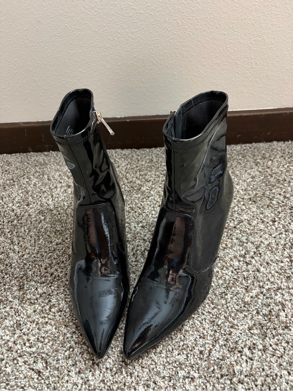Jessica Simpson Patent Pointed-Toe Ankle Boots - Black